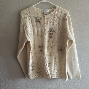 Vintage Floral Knit Cardigan